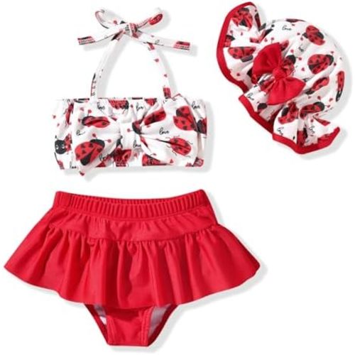Aalizzwell Baby Girl 2-Piece Bikini Swimsuit with Hat