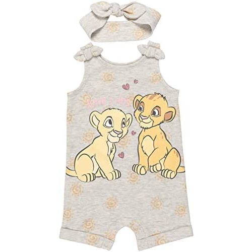Disney Minnie Mouse Winnie the Pooh Lion King Lilo & Stitch Simba Romper and Headband Newborn to Toddler