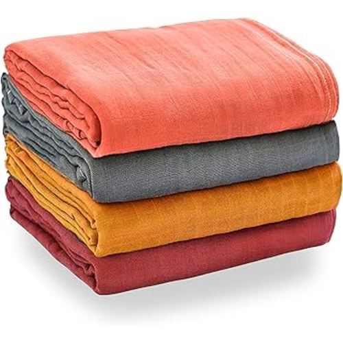 Pack of 4 Swaddle Blankets - Organic Cotton Muslin Baby Blanket for Swaddles 3-6 Months & 0-3 Months | Soft Swaddle for Newborns Babies, 47x47 cm Receiving Blankets,