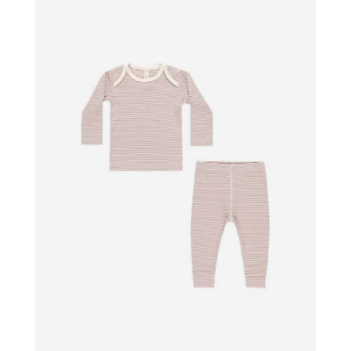 Ribbed Tee + Legging Set || Mauve Stripe