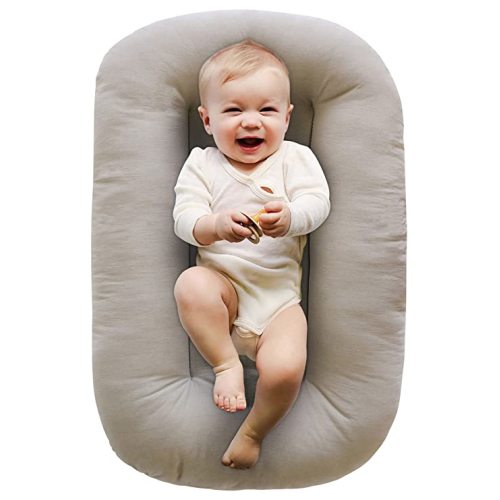 Snuggle Me Organic Bare | Baby Lounger & Infant Floor Seat | Newborn Essentials | Organic Cotton, Fiberfill | Birch