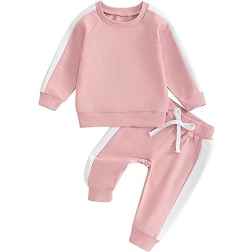 Fernvia Toddler Baby Girl Clothes 3 6 9 12 18 24 Months Fall Outfits Solid Long Sleeve Sweatshirt Tops + Pants Set