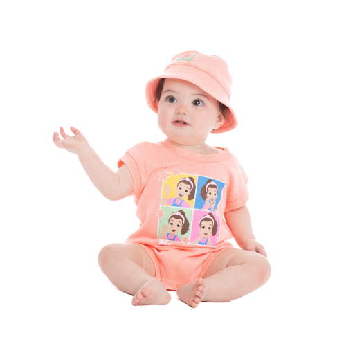 Ms. Rachel Baby Girls Graphic Romper and Bucket Hat Set, 2-Piece, Sizes 0/3M-24M