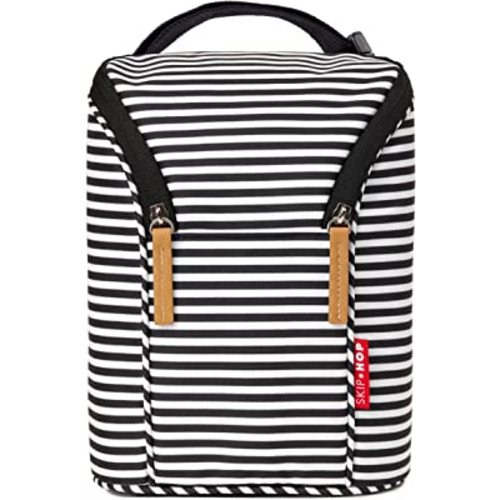 Skip Hop Baby Bottle Bag, Grab & Go, Black/White Stripe
