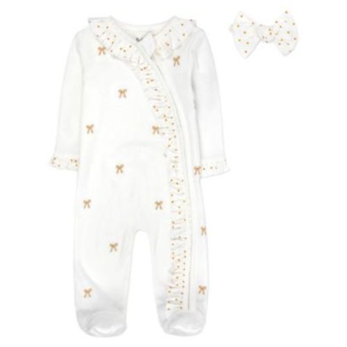 All Over Bow Footie with Headband, 2-Piece Set