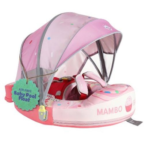 Mambobaby Sunny Navigator Baby Pool Float with Canopy - Ice Cream Pink