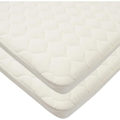 TL Care Waterproof Quilted Pack N Play Playard Size Fitted Mattress Cover Made with Organic Cotton Top Layer, Natural Color, 2 Pack