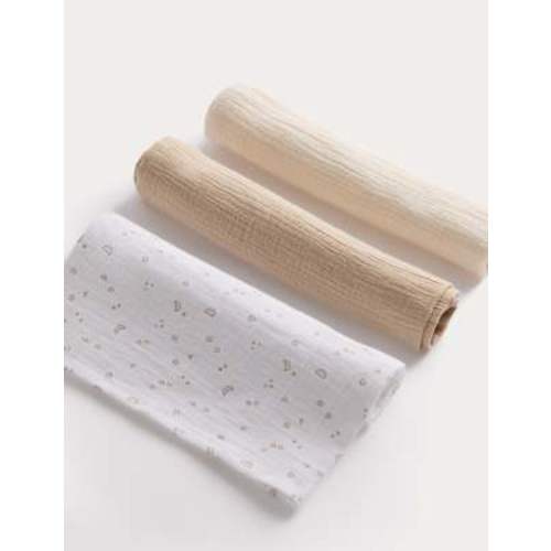 3 Pack Pure Cotton Muslins