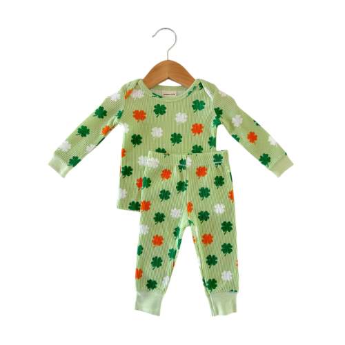 Organic Waffle 2-Piece Set, Green Clover