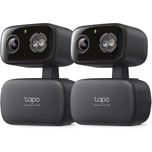 Tapo 2K 3MP Pan/Tilt Indoor/Outdoor Security Camera, Free Person/Baby Cry Detect & Track, 360° Pan, Color Night Vision, SD/Cloud Storage, Works w/Alexa & Google Home, HybridCam 360, Black (2-Pack)