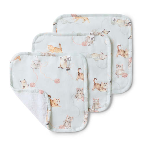 Kittens Organic Wash Cloths - 3 Pack
