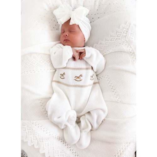 Knitted Rocking Horse Onsie - White – Ella Marina Baby