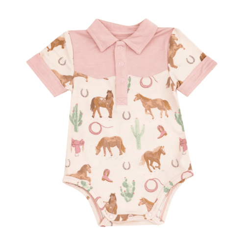 Bodysuit - Western Horses Pink – Angel Dear