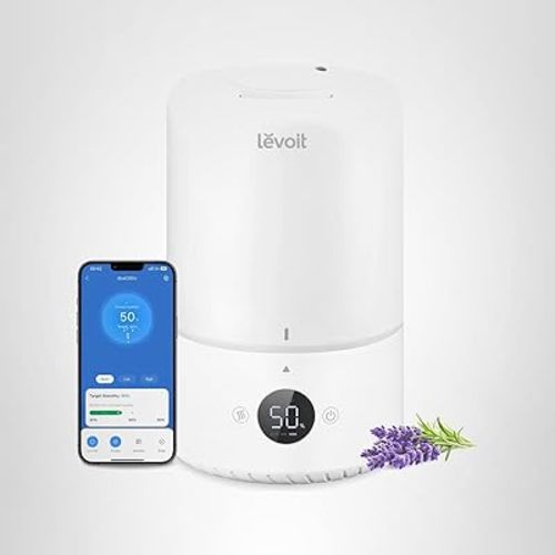 LEVOIT Smart Cool Mist Top Fill Humidifiers for Bedroom Baby with Sensor, Auto Humidity Setting, APP & Voice Control, Essential Oil Diffuser, Ultra Quiet Operation, Easy Top Fill, 3L, White