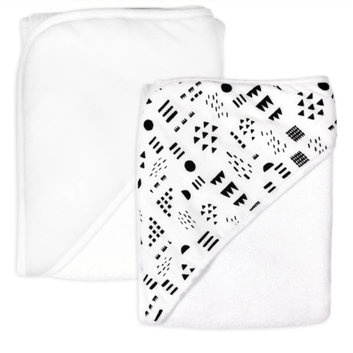 2-Pack Organic Cotton Hooded Towels, Pattern Play/White | Honest Baby Clothing