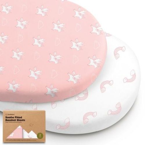 Keababies Organic Bassinet Sheet For Baby Girls, Boys, 2-pack Soothe Bassinet Fitted Sheets, Bedside Bassinet Mattress Sheet (dreamland)