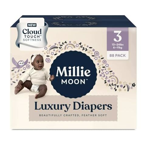 Millie Moon Diapers Sizes 1-6 Luxury Diapers COUCHES DE Luxe (Choose Size) (Size 3-88 Diapers (13lbs-24lbs))