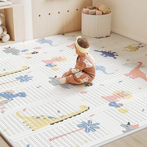 Baby Play Mat 70"*78" Foldable Baby Floor Play Mat X-Large Soft Foam Playmat for Babies Reversible Waterproof Padded Play Mat Portable Thick Crawling Mat for Indoor Outdoor(70"*78"*0.4")