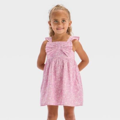 Toddler Girls' Floral Woven Dress - Cat & Jack™ Light Purple 2T: Sleeveless, Smocked, A-Line, Side Pocket