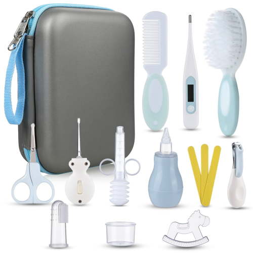 Lictin Baby Grooming and Healthcare Kit, 15PCS Newborn Nursery Safety Set with Thermometer Nail Clipper Brush Comb, Baby Care Kit for Infant Toddlers Baby Boys Girls