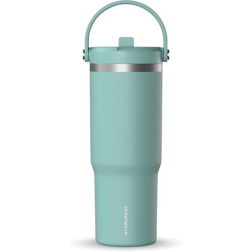 Hydrapeak Nomad 32 oz Tumbler with Handle and Straw Lid, Leakproof, Double Insulated, 32oz Cup Stainless Steel (Pale Sage)