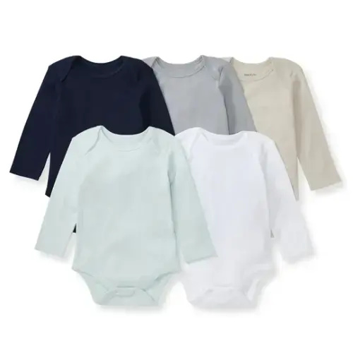Solid Organic Cotton Long Sleeve Baby Bodysuits 5 Pack - Midnight – Burt's Bees Baby
