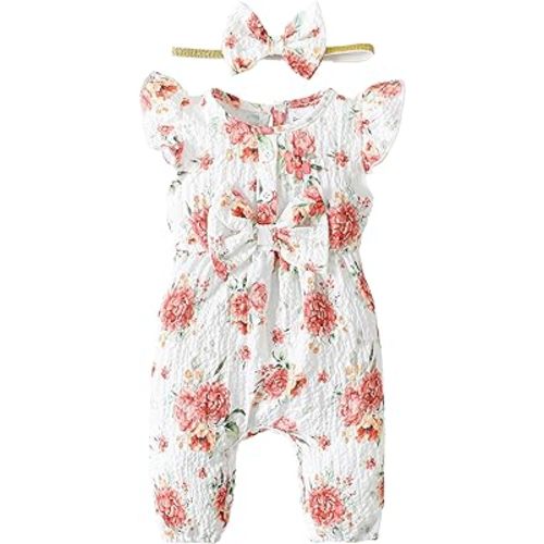 Mioglrie Newborn Baby Girl Clothes One Piece Jumpsuits Clothes Short Sleeve Rompers Summer Clothes for Baby