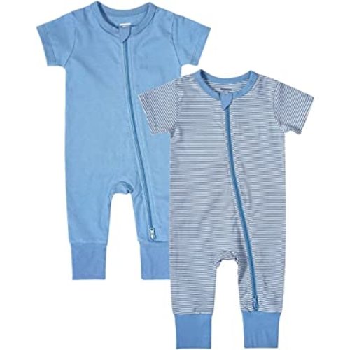 Teach Leanbh Baby Boys Girls 2-Pack Romper Jumpsuits Cotton 2 Way Zipper Short Sleeve Footless Sleep and Play 3-24 Months : Clothing, Shoes & Jewelry