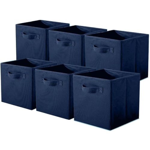 ShellKingdom Storage Bins, Foldable Fabric Storage Cubes and Cloth Organizer Drawer for Closet and Toys, 6 Pack (Dark Blue)