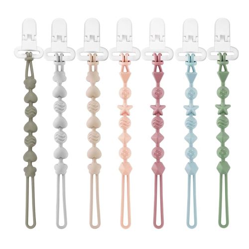PandaEar 7 Pack Silicone Pacifier Clips, Baby Soother Clips with One Piece Design for Boys & Girls, Baby Pacifier Holder Clips for Teething Toys