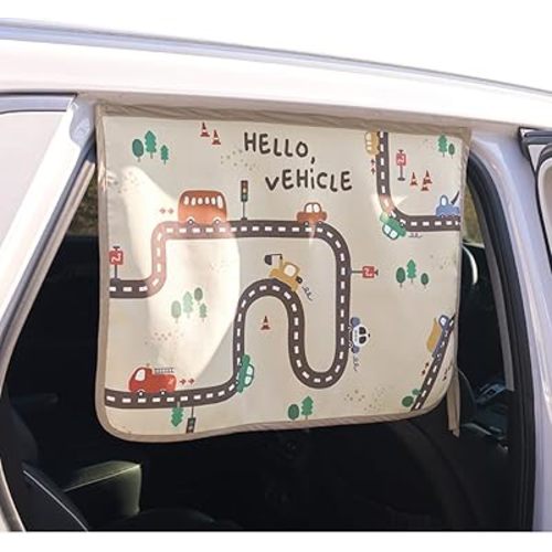 Magnetic Car Sun Shade Curtain for Side Window – Sun Blocker and UV Protector for Baby, Kids, and Pets – Universal Fit with Built-in Magnets for Steel-Framed Door (Hello Vehicle)