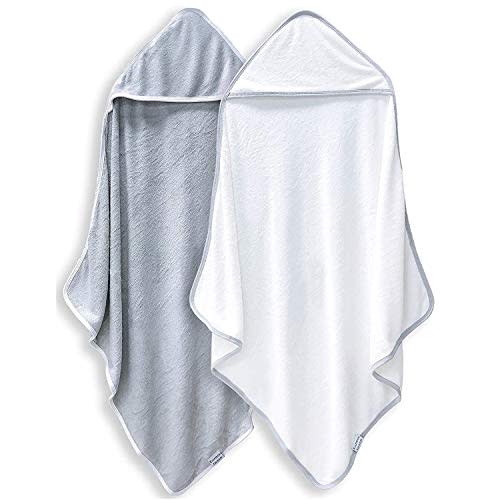 BAMBOO QUEEN 2 Pack Baby Bath Towel - Rayon made from bamboo, Ultra Soft Hooded Towels for Babies,Toddler,Infant - Newborn Essential -Perfect Baby Registry Gifts for Boy Girl
