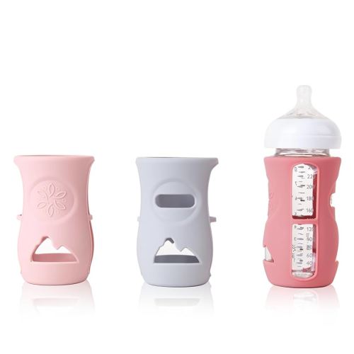 3 Pack Silicone Sleeve for Avent Natural Glass Baby Bottles, Compatible Philips Avent Glass Natural Baby Bottle (8 oz)