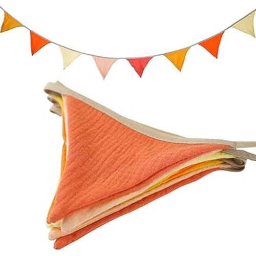 Pennant Banner Bunting Flags, Garland Triangle Banners Fabric Bright Color for Birthday Wedding Baby Shower Party Supplies Classroom Nursery Playroom Decor (Orange)