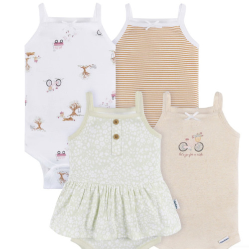 4-Pack Baby Girls Green Floral Sleeveless Onesies® Bodysuits – Gerber Childrenswear