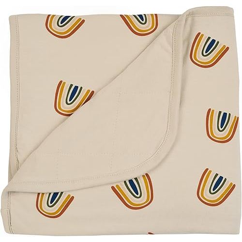 KYTE BABY Baby Blanket in Rust Rainbow on Oat 97% Rayon Made from Bamboo, 3% Spandex