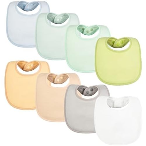 Tiny Twinkle Baby Feeding Bibs 8 Pack - Waterproof and Absorbent Infant Drool and Feeding Baby Bibs