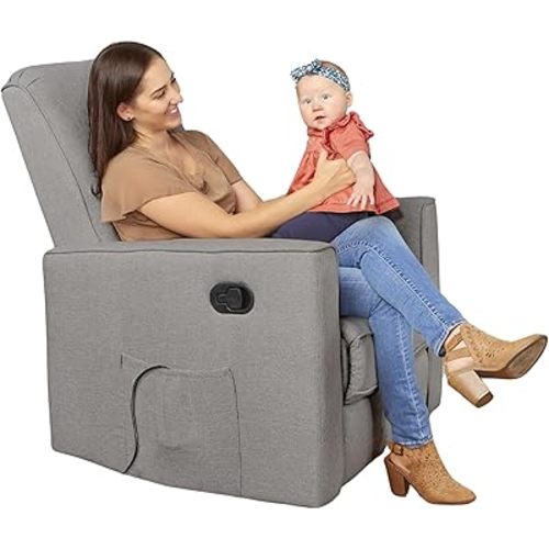 Evolur Raleigh Upholstered Plush Seating 360° Swivel Glider Rocking Chair