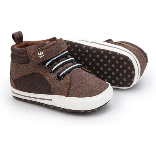 Meckior Toddler Baby Boys Girls High Tops Ankle Sneakers Soft Anti-Slip Sole PU Leather Moccasins Infant Newborn Prewalker First Walking Crib Shoes