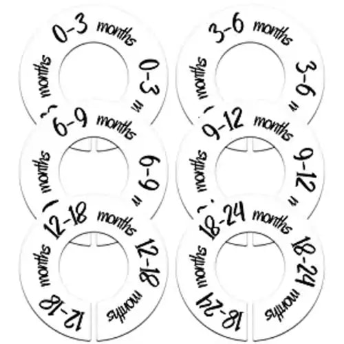 Pro Goleem Baby Closet Dividers Unisex Baby Closet Organizer for Nursery Baby Clothes Size Age Dividers Fits 1.5" Rod 6 PCS - A White