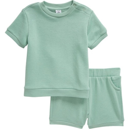 Baby Cozy Short Sleeve Top & Shorts Set, 6M, Green Granite