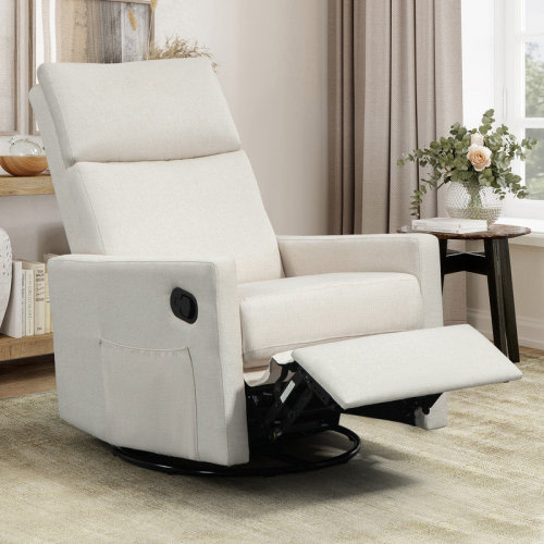 Latitude Run® 25.6'' Wide Modern Upholstered Swivel Nursery Rocking Manual Recliner Chair with Side Pockets for Small Space & Reviews | Wayfair