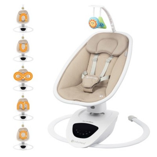 Baby Trend NuMotion Infinity Swing - Dash Tan: Adjustable Speed Settings, Multidirectional Seat, 5-Point Harness