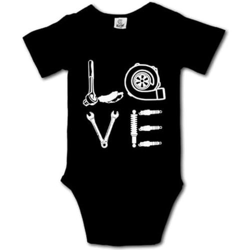 Love Mechanic Life Baby Bodysuit Romper Unisex Short Sleeve Onesie Black