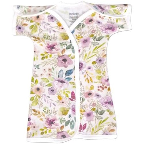 Boy's & Girl's Open-Shoulder Short-Sleeve Ultra Soft NICU Gown - NICU Friendly - Teeny (2-4lbs)