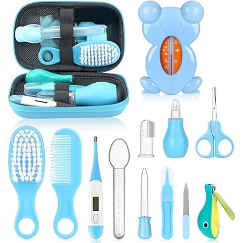 Baby Healthcare and Grooming Kit, Portable Baby Safety Care Set, Baby Essentials kit for Newborn (Blue 13 in 1)