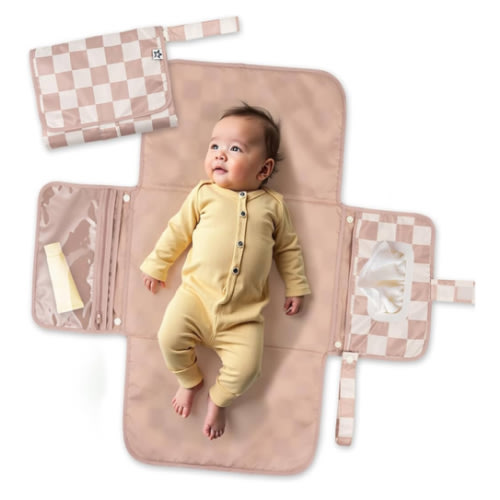 Tiny Twinkle Portable/Foldable Waterproof Diaper Changing Pad with Smart Wipes Pocket