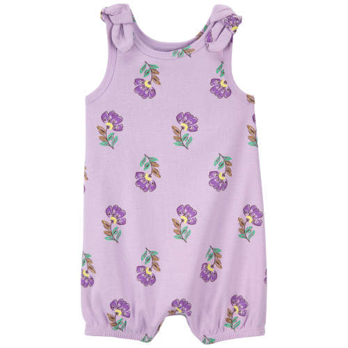 Baby Floral Cotton Romper - 9M - Style,Purple