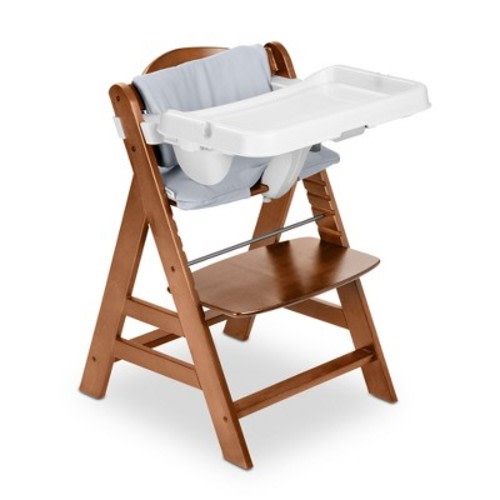 hauck Alpha+ Grow Along Wooden High Chair Seat, Color: Walnut chair white tray