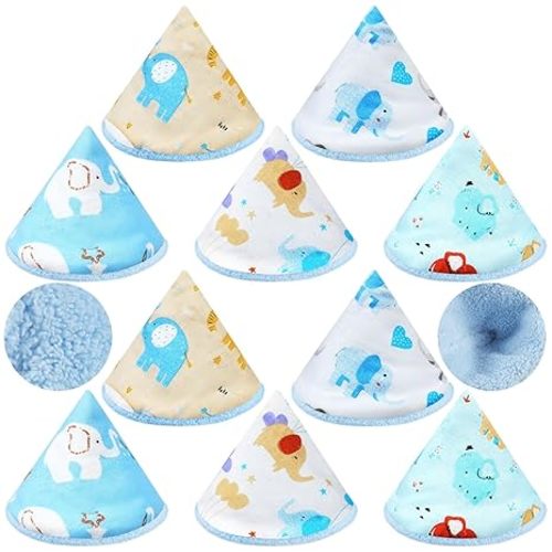 Timgle 10 Pcs Coral Velvet Pee Covers Baby Boy, Strong Water Absorption Pee Shield for Baby Boy, Reusable Diaper Changing Accessory for Boys Newborn Gift(Elephants)